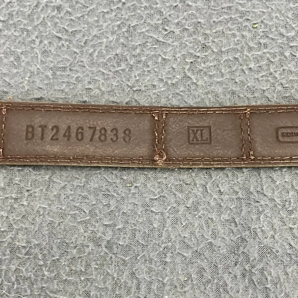 Fossil Genuine Leather Vintage 90s Gold Bronze Patchwork Belt Women 35.5” -39.5”